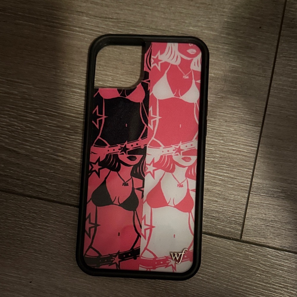 Wildflowers Vibrant Pink and Black Phone Case iPhone 14 Plus